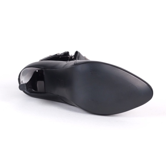 Women 10" Faux Leather Boots w/ Studs and Heel - Picture 3 of 4